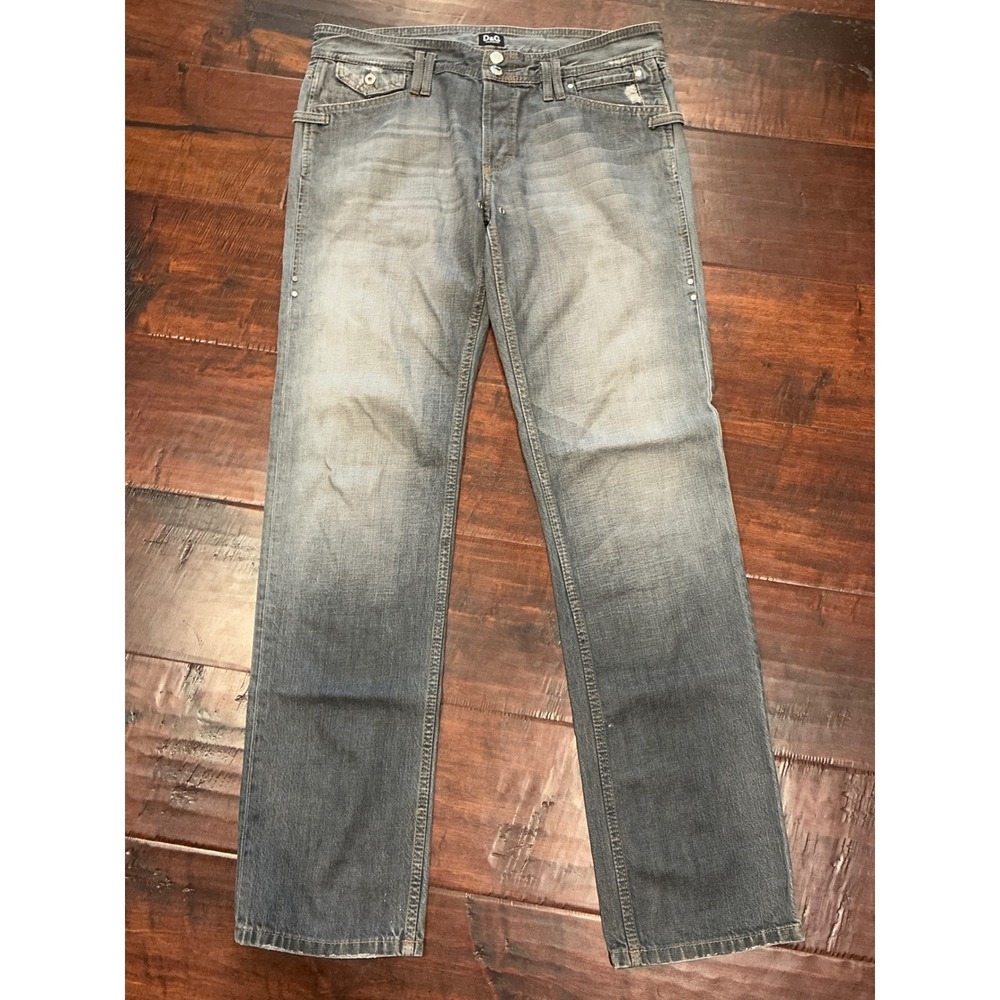 Vintage D&G Dolce & Gabbana Jeans Mens 35 Power Straight Archival 2009 Grey Wash